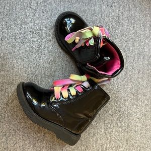 Patent Leather combat boots with rainbow laces - Childrens Place